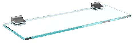 bijon Glasregal Glasablage Wandregal Glas Bad-Regal Glas Badezimmer Regal Badablage Ablageregal - 8mm Hartglas, 50 x 15 cm, Klarglas + Halterung D - Edelstahl Optik