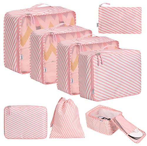 BAGAIL Set di 8 Cubi da Imballaggio per Valigie, Organizzatori per Bagagli Leggeri, Cubi da imballaggio per Accessori da Viaggio