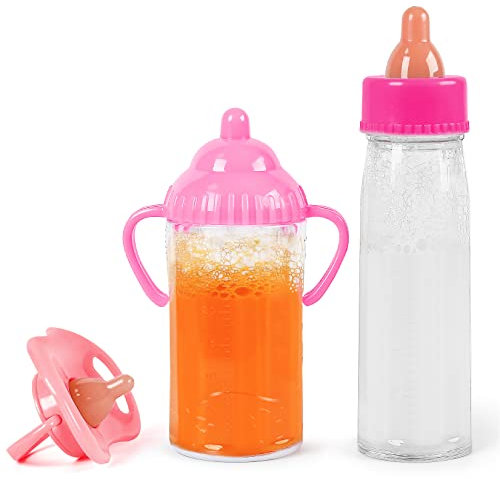 Vollence magische Babypuppen-Saugflaschen, magische Babypuppe Milch und Saft Verschwinden, Babypuppen-Zubehör, Spielzeug Babypuppen-Flaschenset