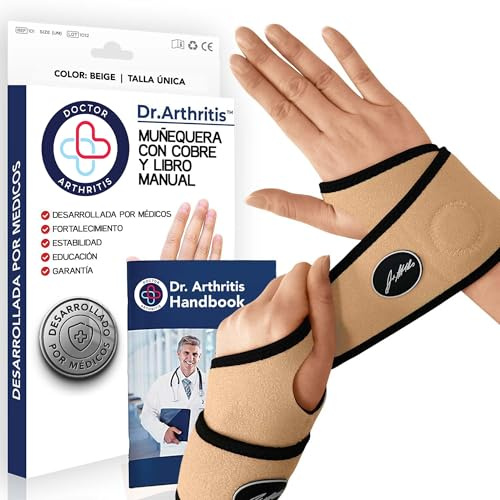 Muñequera Tendinitis Muñeca Desarrollada por Médicos - Muñequera Metacarpiana para Alivio de Lesiones de Muñeca, Tendinitis Pulgar, Síndrome Túnel Carpiano, Lesiones Ligamentos [Par, Beige]