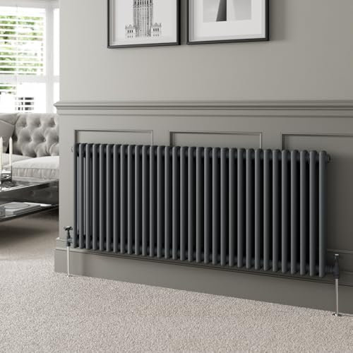 DuraTherm® 600 x 1460mm Anthracite Grey Traditional Horizontal Designer Radiator Double Column Colosseum Cast Iron Style Central Heating Panel Radiators Rad
