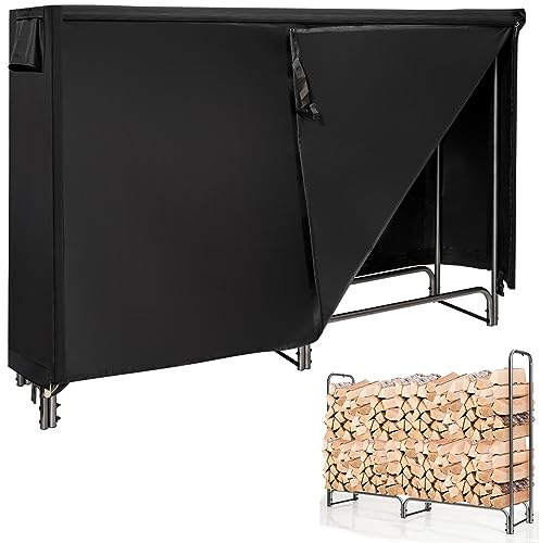 COSTWAY Vedhylla, yttermetall, 184 x 35,5 x 122,5 cm, vedhylla med vattentätt skydd, vedställ, vedhylla för utomhusbruk