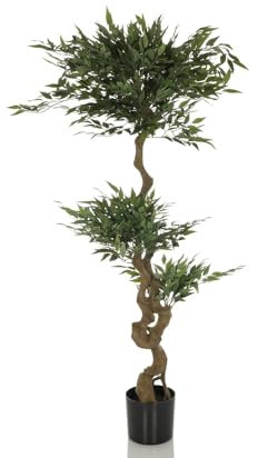 hjh OFFICE Kunstpflanze Acacia Deko Pflanze Aralie künstlich 155 cm, pflegeleichter Kunstbaum, Grün 871054