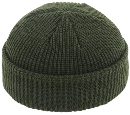 SLEEKEE Gorro Verde de Pescador, Retro y de Punto - Adecuado para Pescadores, Trabajadores, Moda - Verde Oliva, Talla L