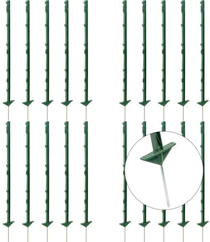 Agrarzone 10x Paletto per recinti in plastica 105cm, doppio predellino, verde - Robusti e durevoli in plastica rinforzata, con 8 occhielli - Ideali per cavalli, bovini, pollame e pet