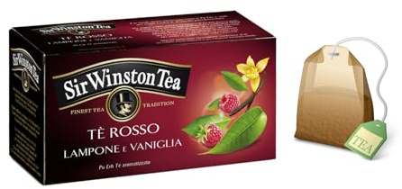 Sir Winston Tea® | Rött te Hallon Vanilj | Pu Erh Tea Vanilj och Hallonsmak - 20 påsar (30 gr) | Pu Erh Sweet Fruity