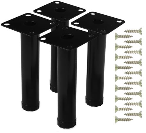 tekenewbse 4 Stück 10 cm Möbelfüße Verstellbar, Metallfüße Füße für Möbel Verstellbare Schrankfüsse Höhenverstellbare Tischbeine, Schreibtisch Beine Metallfüße Sofa Regalfüße Schwarz Möbelbeine