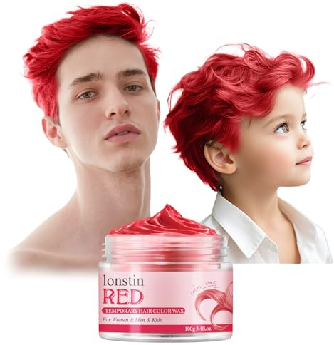 Temporäre Haarfarbe Auswaschbar, Temporäre Haarwachs Farbe Haarfarbe Wachs Natürliche Frisur Pomade Für Männer Frauen Party Cosplay Halloween Christmas (red, red)