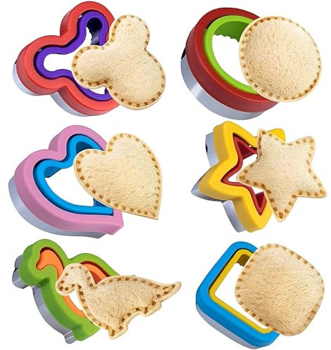WYFCR 6PCS Sandwich-Ausstecher für Kinder, 6teiliges Ausstecher-Set, Brotausstecher-Set, Lebensmittelqualität, Ausstechformen für Kinder, Bento-Box, Jungen und Mädchen