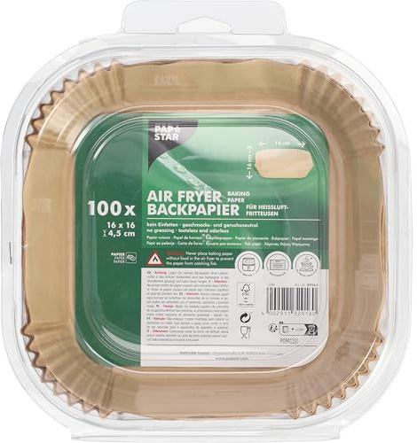 PAPSTAR, 100 Backpapiere 16 cm x 16 cm x 4,5 cm braun für Heißluftfritteusen