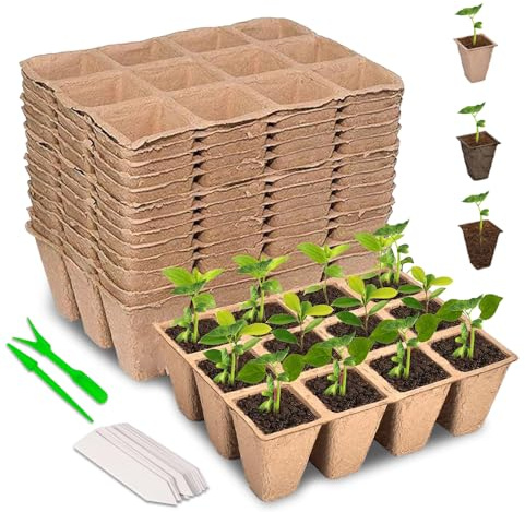 XPJBKC Semenzaio Germinazione, 180 Pezzi 3.5 cm Vasetti per Piantine, Vasi da Semina con Etichette per Piante e Strumento per Il Trapianto, Vasetti per Piantinesemina per Germinazione, Ortaggi, Fiori