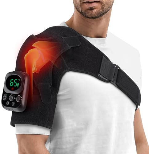Épaulière Chauffante Avec Vibration,massage epaule Bandoulière électrique réglable,épaulière Pour support d'épaule,épaulière Pour Homme ou Femme,Bandage d'épaule Pour épaule Gauche/droite