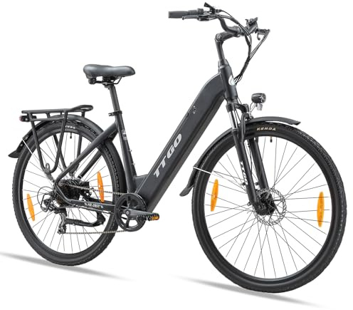 ttgo E Bike 28 Zoll, Elektrofahrrad für Herren Damen mit 36V 20Ah Akku und 250W Motor, Reichweite bis 110 km, Leichtes Aluminium E-Citybike für Alltag & Freizeit, C3 (Schwarz)