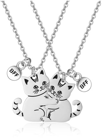 Top Plaza Best Friend Necklace Friendship Gifts Matching Cat BFF Necklace for 2 Sister Jewelry Gifts