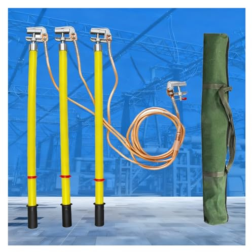 varilla de puesta a tierra de alto voltaje Varilla de Puesta A Tierra de Alto Voltaje con Cable de Cobre Suave Y Abrazadera de Aluminio, Juego de Puesta A Tierra Eléctricos(Yellow,Pole 0.5m/1.6ft)