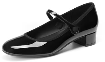 DREAM PAIRS Escarpins Mary Jane Femme Petit Talon Confortable Chaussures Habillées Femme Bride Ajustable Bureau Quotidien,Size 41,Noir,SDPU26008W