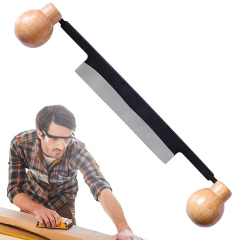 Coltello a Petto - Scortecciatore tipo Lama Diritta in Acciaio al Carbonio e Impugnature in Legno plus Strumento per Intaglio e Falegnameria Fai-da-te per Sgrossatura e Levigatura