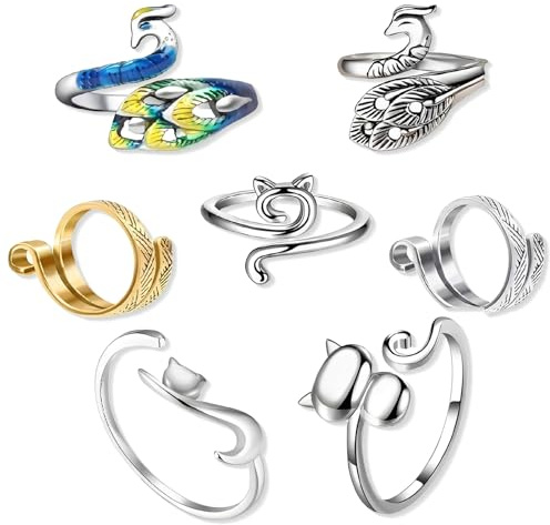 NiceNaiils 7 Pcs crochet tricot, bague crochet, accessoires crochet, Anneaux De Tricot En Métal Pour Doigts Anneaux Réglables Et Tressés Plus Rapides Accessoires Pour Crochet Mère Grand-Mère