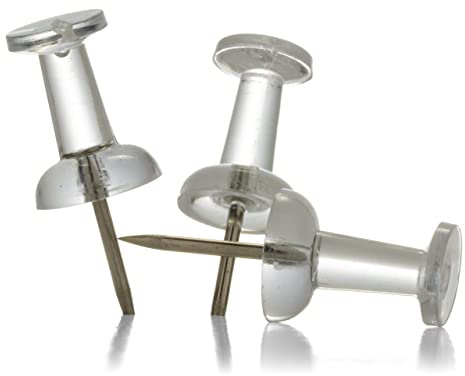 Officemate Push Pins in Reusable Box, Clear, Box of 100 (92707)