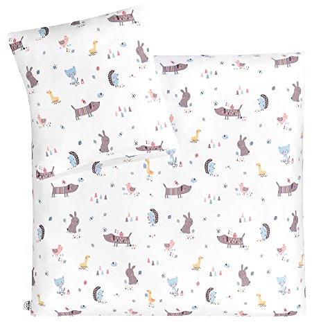 Julius Zöllner Babybettwäsche aus 100% Jersey-Baumwolle, Standard 100 by OEKO-TEX, made in Germany, Gr. 80x80 + 35x40 cm, Crazy Animals