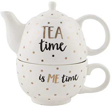 Sass & Belle monochrome Metallic-Teekanne für eine Person.