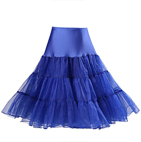 Boolavard Jupon Femme Style année 50 Jupon Rockabilly Jupe Tutu Vintage (FR/ES, Alpha/Lettres, XS, Moyen, Taille Normale, Taille Normale, Bleu)
