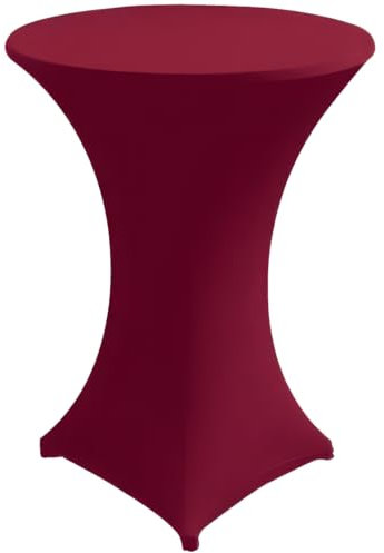Gastro Uzal Stehtischhusse Stretch Set 2 teilig in Bordeaux/weinrot 80-85 cm rund Husse für Stehtische Tischhusse überwurf Bistrotischhussen Stretch