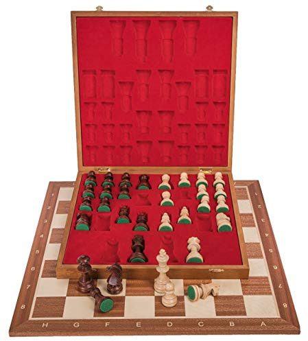 SQUARE - Pro Schack Set No. 6 MAHOGNY LUX - Schackspel - Schackfigurer och schackbräde av trä