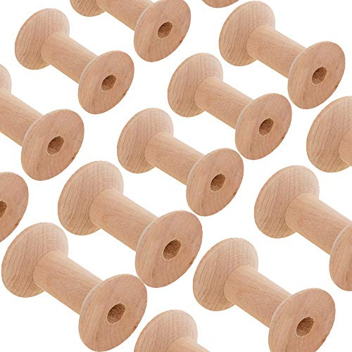 MZTD Lot de 20 bobines de fil à coudre - Bobines de fil vide en bois - Tête de bobine en bois - Bobines de fil à coudre - Fil naturel - Couleur bois - 47 mm x 31 mm
