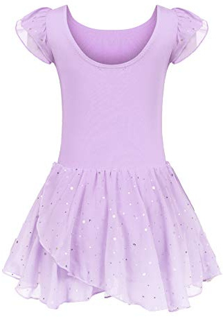 trudge Tutu Robe Ballet Enfant Fille Robe Danse Gymnastique Léotard à Paillettes Justaucorps Ballet Gym Danse Jupe Fille Lilas/150