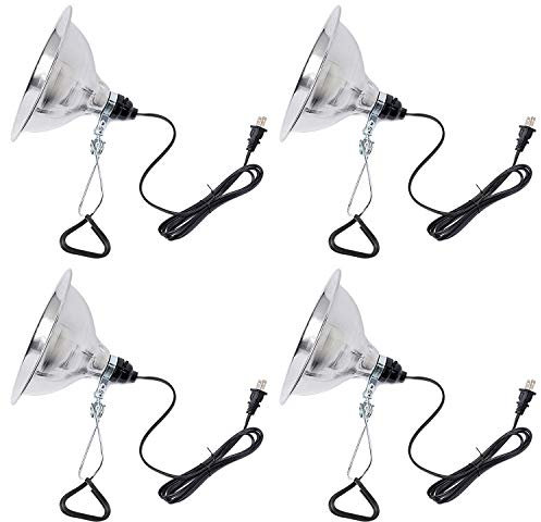 Simple Deluxe Clamp Lamp Light Socket with 8.5 Inch Aluminum Reflector, Suit for Max 150 Watt Lamp (No Bulb Included) with 18/2-Gauge 6 Feet Cord, 4-Pack