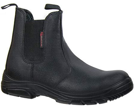 Mens Grafters Safety Dealer Work Boots Super Wide EEEE Leather Steel Toe Cap Slip On (Numeric_11) Black