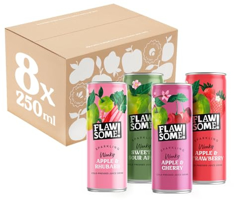 Flawsome! Lightly Sparkling Juice – No Added Sugar, 100% Cold-Pressed Wonky Fruit, Guilt-Free Fizzy Drink – Perfect for Refreshment or as a Mixer (8 x 250ml)