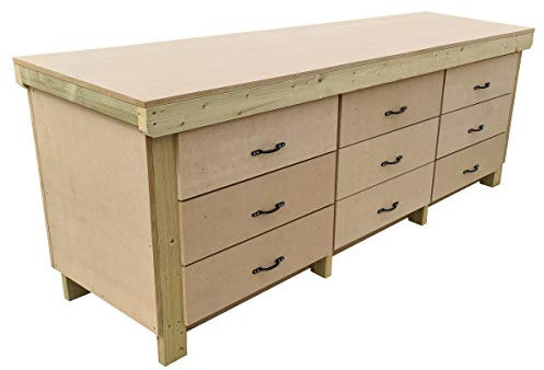Workbench Tool Cabinet Wooden 18mm MDF Top Heavy-Duty Industrial Work Table (8ft)