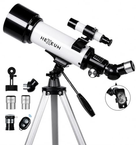 Koolpte Telescope for Kids, 70mm/500mm AZ Refractor for Beginners, White