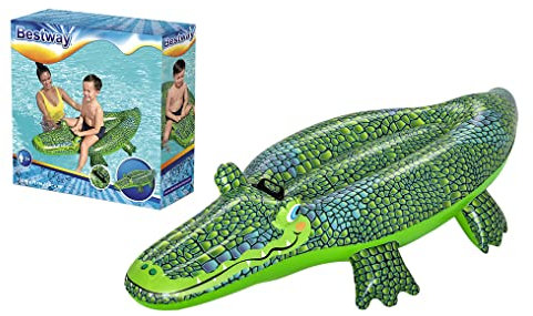 BESTWAY- Boa Gonfiabile 41477 Grigio Vinile 153 cm x 71 cm Giocattolo per Bambini e Adulti Gioco all'aperto Piscina Cavalcabile Maniglia XXL dai 3 Anni, Multicolore