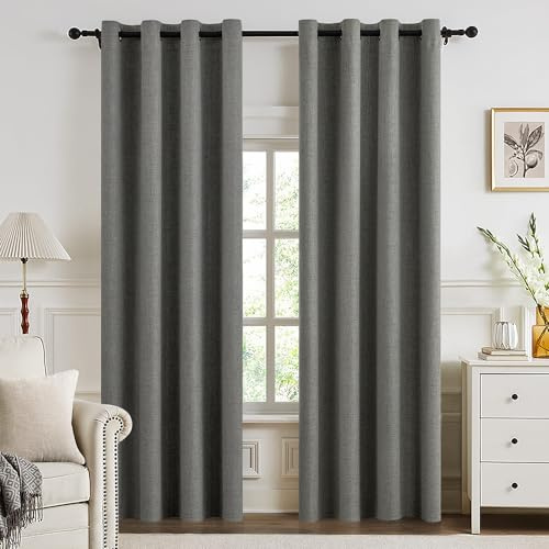MIULEE Verdunklungsvorhänge mit ösen Gardinen Leinenoptik 2er Set 260 x 140 cm Dunkel Grau Vorhang Blickdicht mit Ösen Thermovorhang Kälteschutz Vorhänge Wohnzimmer Schlafzimmer Wärmeisolierend