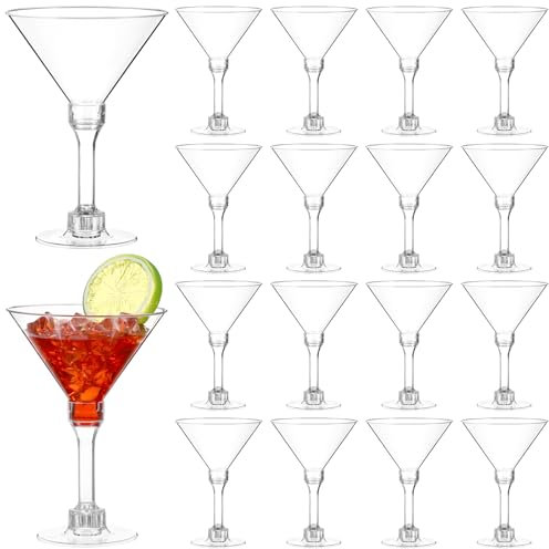 Angoily 20 Stück Martini-Gläser aus Kunststoff, transparent, Champagnergläser, für Cocktails, Zuhause, Bar, Restaurants und Partys.