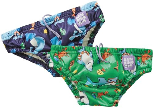 Bambino Mio Wiederverwendbare Schwimmwindel 2er-Packung, Spritz & Flosse, 2-3 Jahre, Strandmode-Essentials für Babys und Kleinkinder, Jungen und Mädchen.