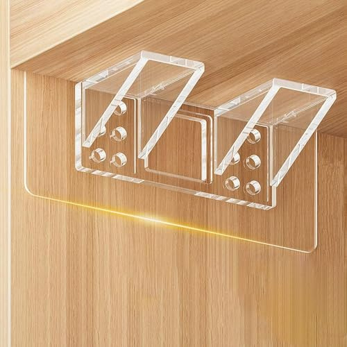 6 Supports d'étagères Autocollants,15x7cm(XL) double Chevilles de Support d'Étagère,Transparent D'étagère Supports Adhésifs,Supports Muraux Adhésifs Sans Perforation pour étagères Placard Penderie