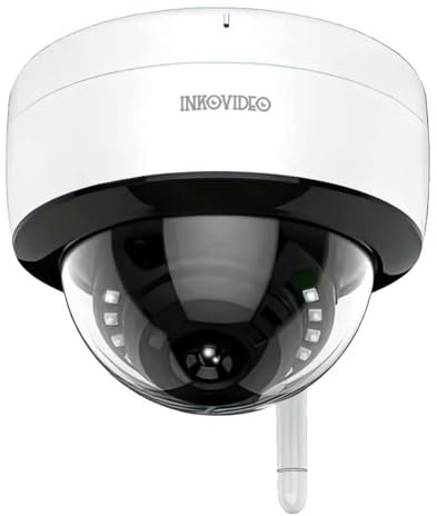 INKOVIDEO INKO-TY803 4 MP WLAN Dome Überwachungskamera mit Smart H.264+ Videokomprimierung, Bewegungserkennung, IR-Nachtsicht bis zu 25 m, unterstützt MicroSD-Karten bis zu 128 GB
