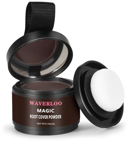 Waverloo Magic Root Cover Up Instantly Conceals High Forehead & Hair Loss - Sweat & Waterproof Root Touch Up Hair Powder for Women & Men (Dark Brown, 4g)