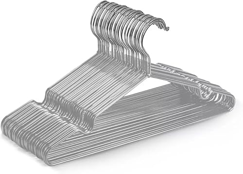 ARA CHOICE Premium Rubber Coated Metal Coat Hangers Heavy Duty Adult Space Saving Hanger Rack Rails Thin and Non-Slip Chrome For Clothes Garment Wardrobe Organiser Trouser Coat Suit (20, Grey)