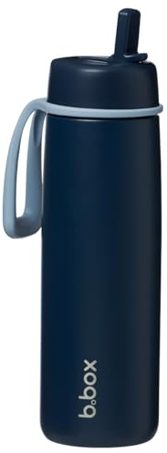 b.box Insulated Flip Top Drink Bottle, Triple Layer Stainless Steel, Keeps Drinks Cold up to 44 Hours, Leak-Proof Lid with Stainless Steel Straw, Ideal for Travel & Sports, BPA Free, 690ml
