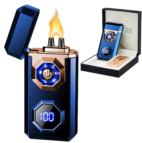 SKRFIRE Accendino elettrico ricaricabile USB C Arc al plasma ad alta potenza, con torcia a LED per candele, fuochi d'artificio, bastoncini di incenso (blu)