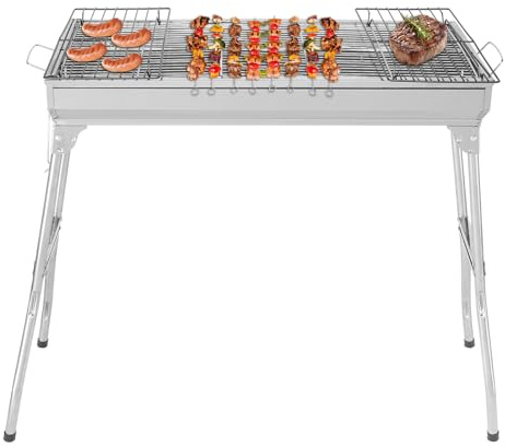 TactFire Holzkohlegrill, Camping Grill,Klappgrill aus Edelstahl, 70x31x71cm(XL), Tragbare Barbecues, Komplettes Zubehör, Außen, Terrasse, Camping, Grillparty, für 5-10 Personen