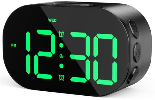 Ayybboo Despertador Digital con Números Grandes,3 Niveles de Brillo y Volumen,Snooze,Cuenta Atrás 30 Min,12/24H,USB/Pilas para Dormitorio,Viaje y Cocina