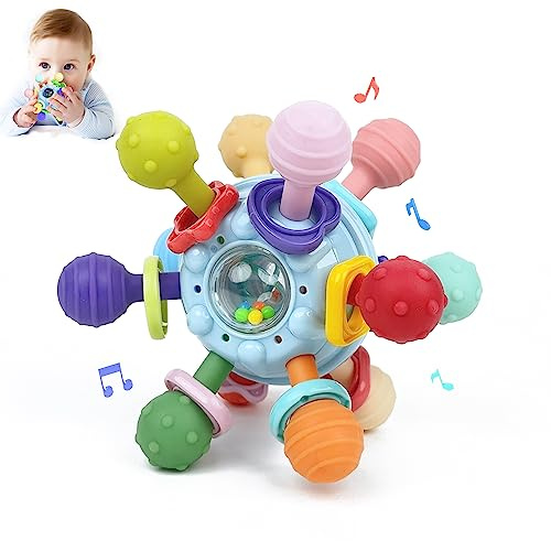 Jouet Dentition Bebe Balle Pour Naissance 0-3 Mois, Sensorielle Jeux d’Eveil Hochet Bébé de développement, Educatif Cadeau Enfant Garçon et Fille 3 6 9 12 mois 1 an
