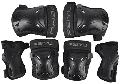 WEIZQ 7er Protektoren Sets Knieschoner Ellenbogenschützer Handgelenkschoner Schutzausrüstung Inliner Skater für Kinder und Erwachsene L/XL
