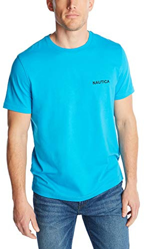 Nautica Men's Short Sleeve Solid Crew Neck T-Shirt Polo, Hawaiian Ocean, XXL